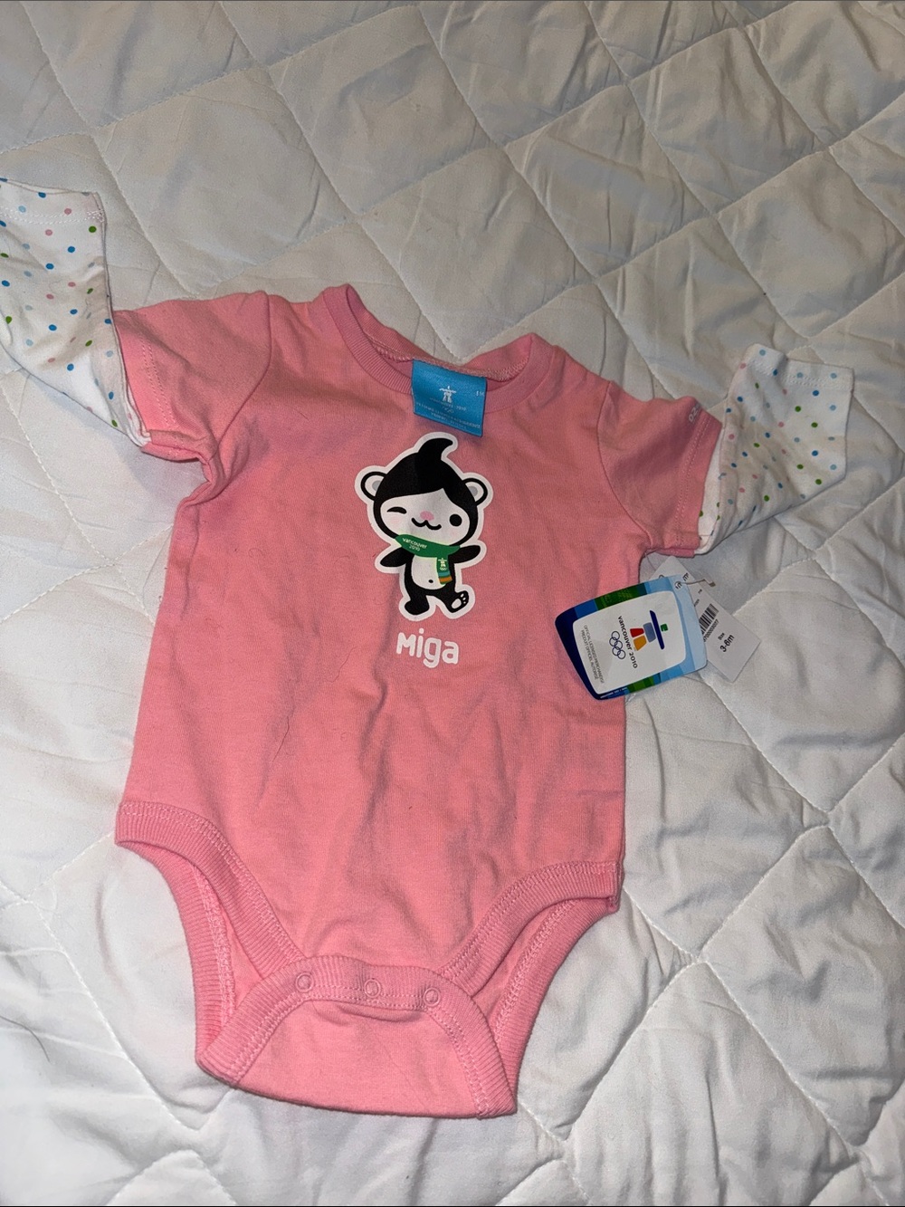 Vancouver 2010 NWT Pink Baby One-Piece Bodysuit Miga